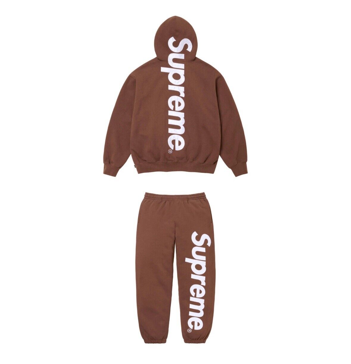 SUPREME SATIN APPLIQUE HOODED SWEATSHIRT & SWEATPANT SET BROWN plugstationuk-limited