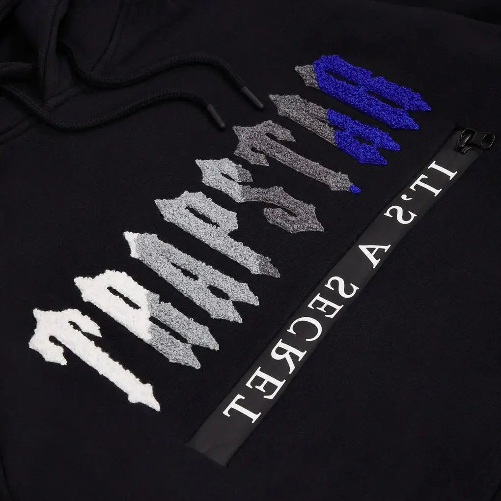 TRAPSTAR CHENILLE DECODED 2.0 HOODED TRACKSUIT - BLACK / BLUE | Plugstationuk