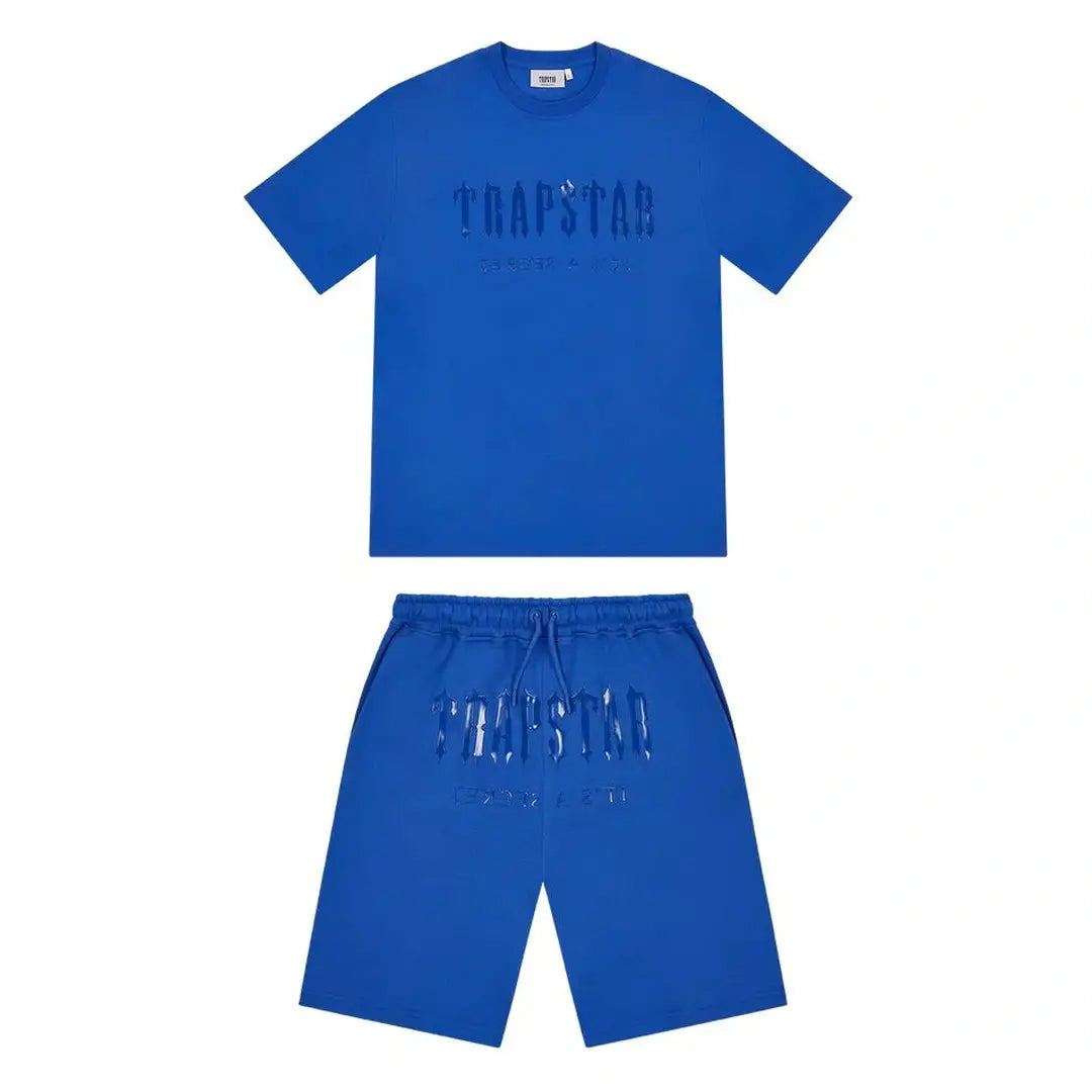 TRAPSTAR DECODED GEL SHORT SET - DAZZLING BLUE | Plugstationuk