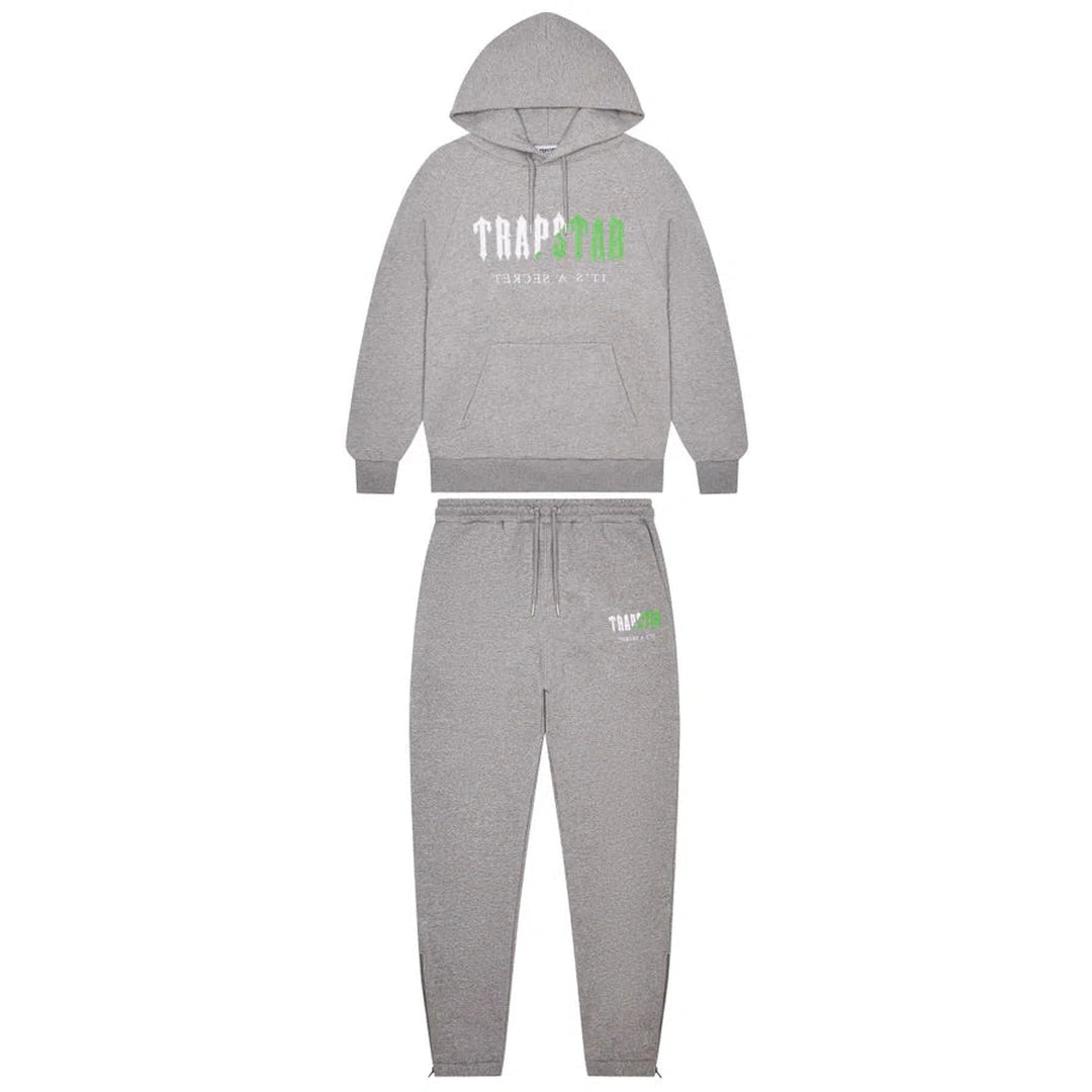 Trapstar Decoded Chenille Hooded Tracksuit - Grey/Green