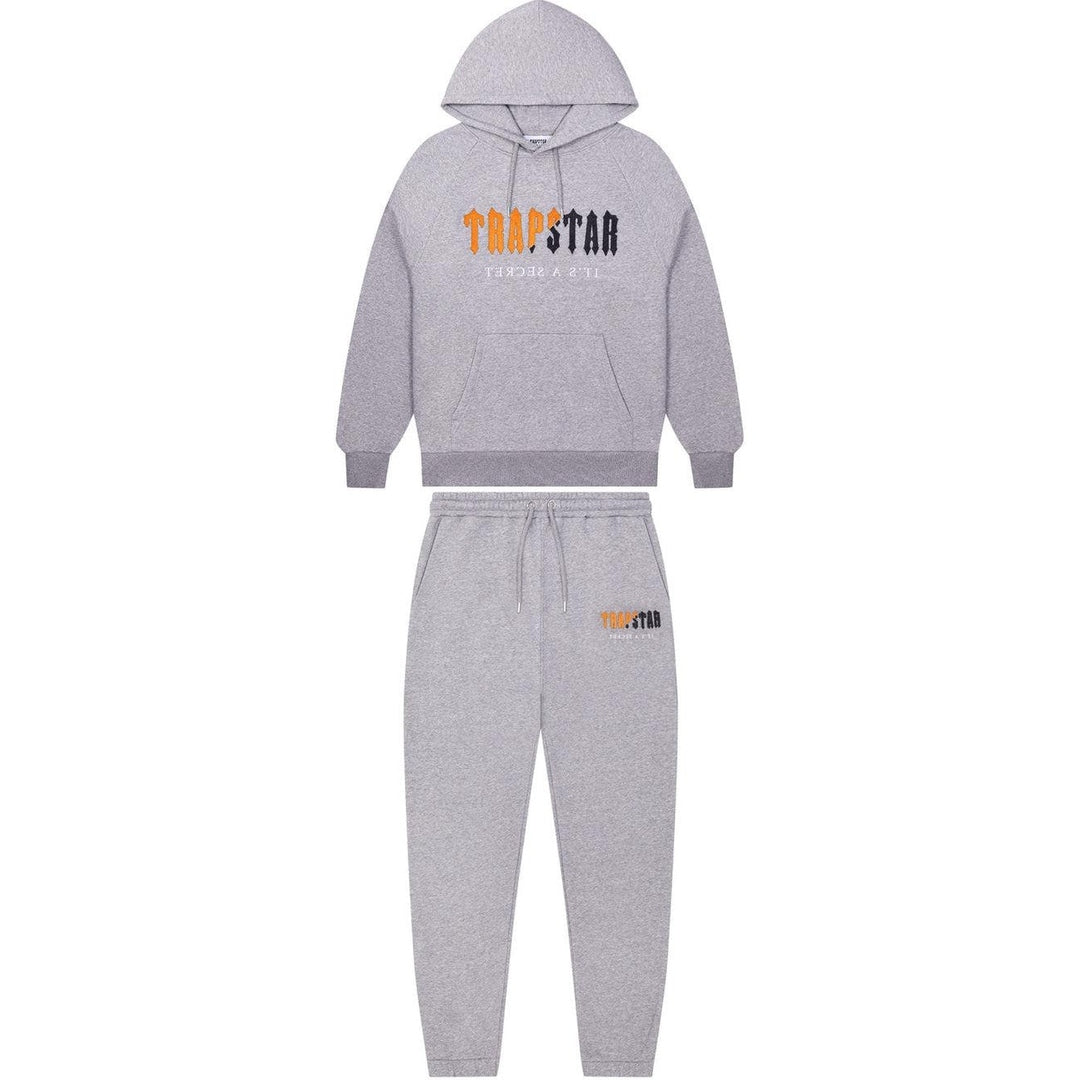 Trapstar Decoded Chenille Hooded Tracksuit - Grey/Orange