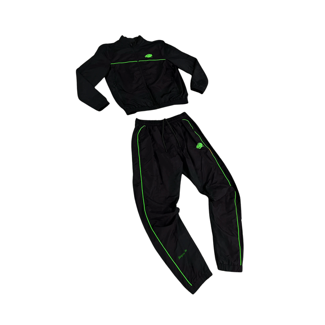 SYNAWORLD ‘SYNA LOGO’ SHELL TRACKSUIT - BLACK/GREEN