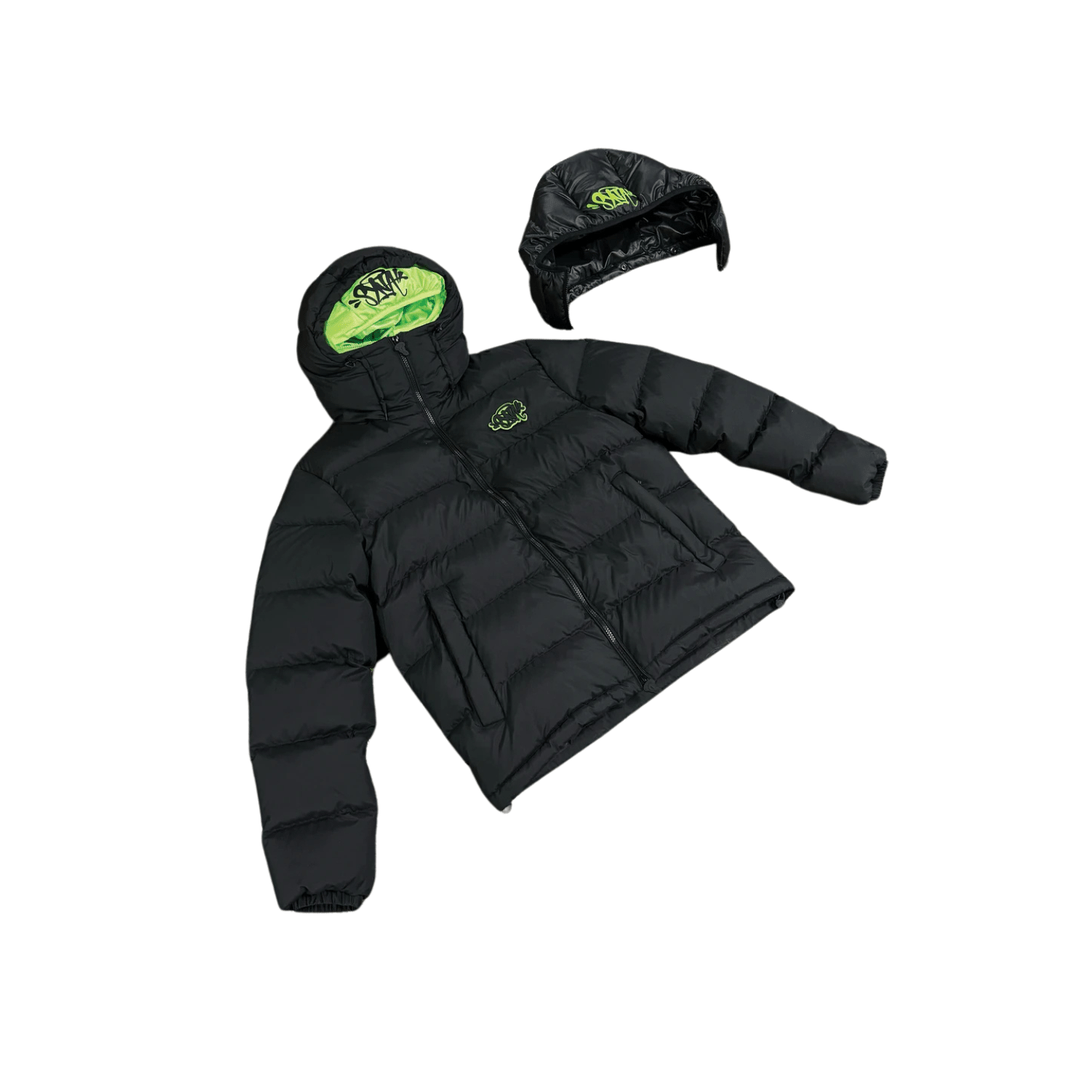 Synaworld 'Syna Logo' DOUBLE HOOD JACKET BLACK / NEON GREEN