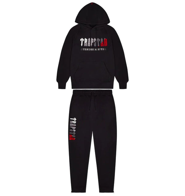 TRAPSTAR CHENILLE DECODED 2.0 HOODED TRACKSUIT - BLACK / RED