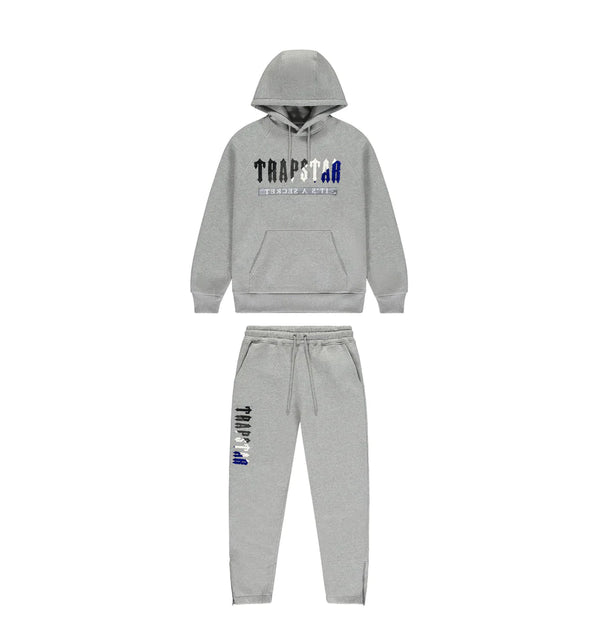TRAPSTAR CHENILLE DECODED 2.0 HOODED TRACKSUIT - GREY / BLUE