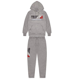 TRAPSTAR CHENILLE DECODED 2.0 HOODED TRACKSUIT - GREY / RED