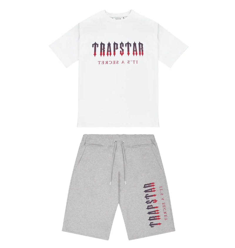 TRAPSTAR DECODED T-SHIRT - WHITE / RED GRADIENT