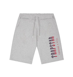 TRAPSTAR OVERSIZED DECODED SHORTS - GREY / RED GRADIENT