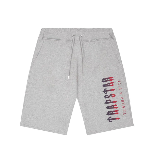 TRAPSTAR OVERSIZED DECODED SHORTS - GREY / RED GRADIENT