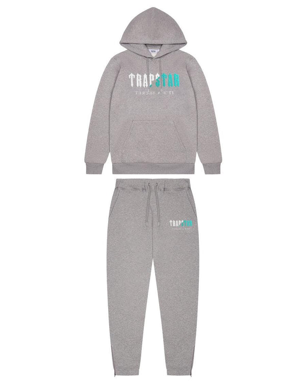 Trapstar Decoded Chenille Hooded Tracksuit -  Grey/Teal