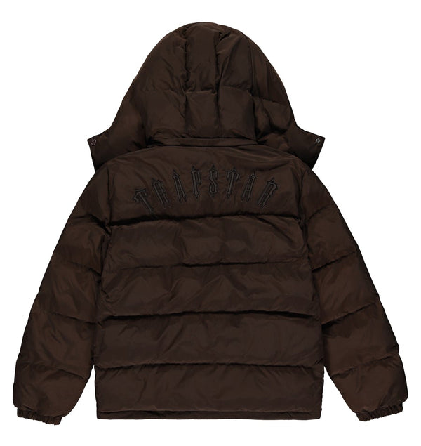 TRAPSTAR BROWN IRONGATE DETACHABLE HOODED PUFFER JACKET