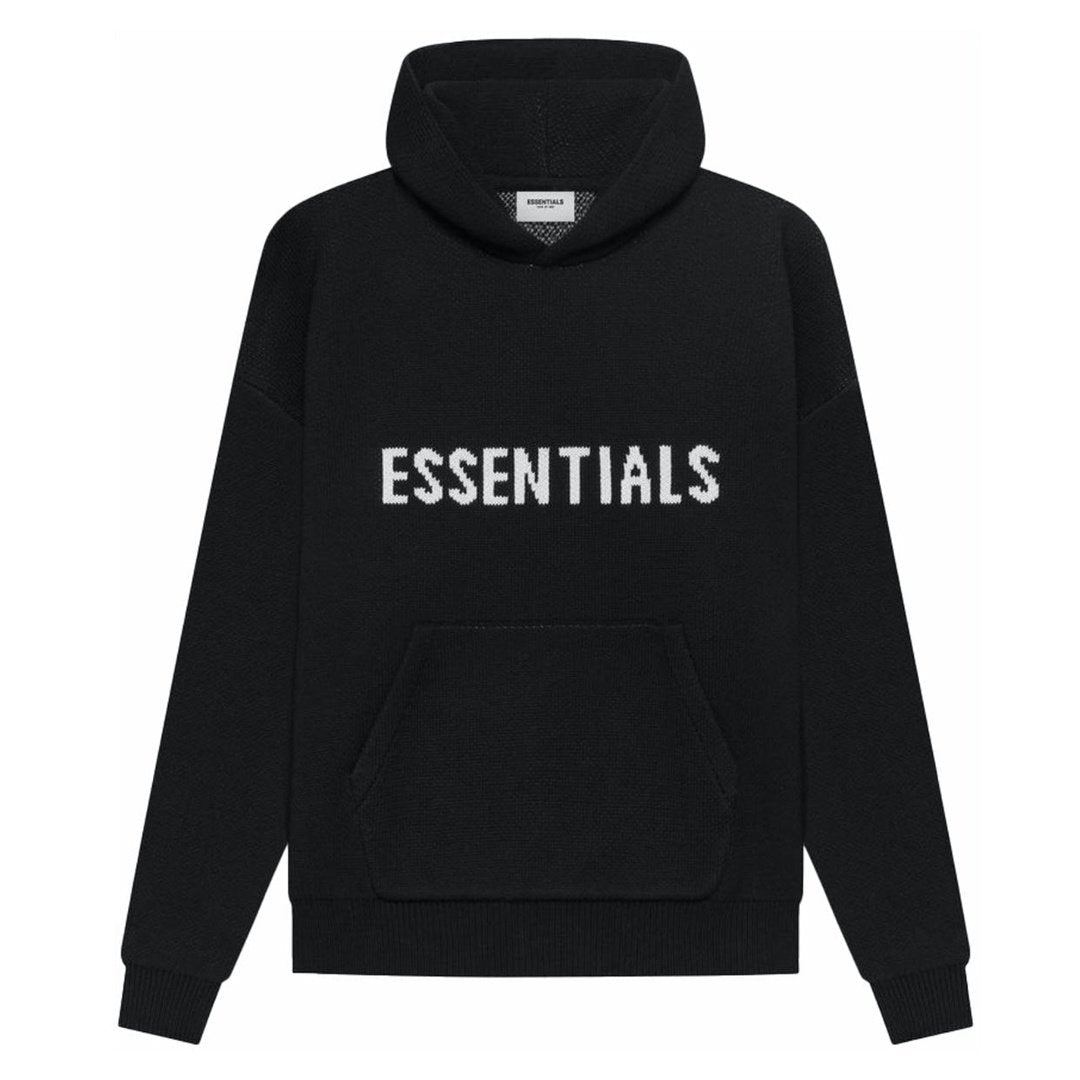 FOG Essentials Knit Hoodie, Black | Plugstationuk
