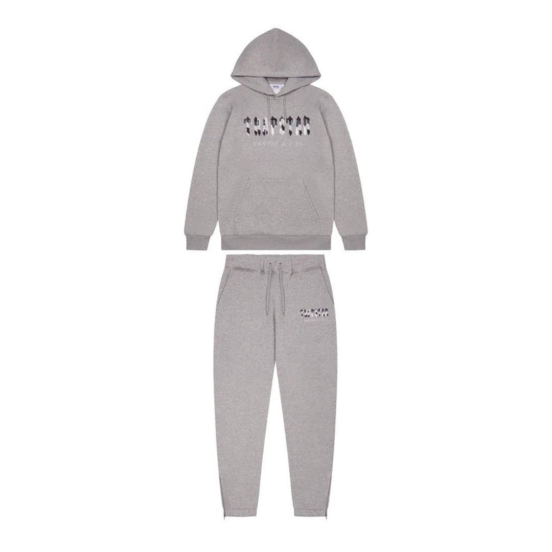 TRAPSTAR CHENILLE CAMO DECODED HOODED ANNIVERSARY TRACKSUIT - GREY | Plugstationuk