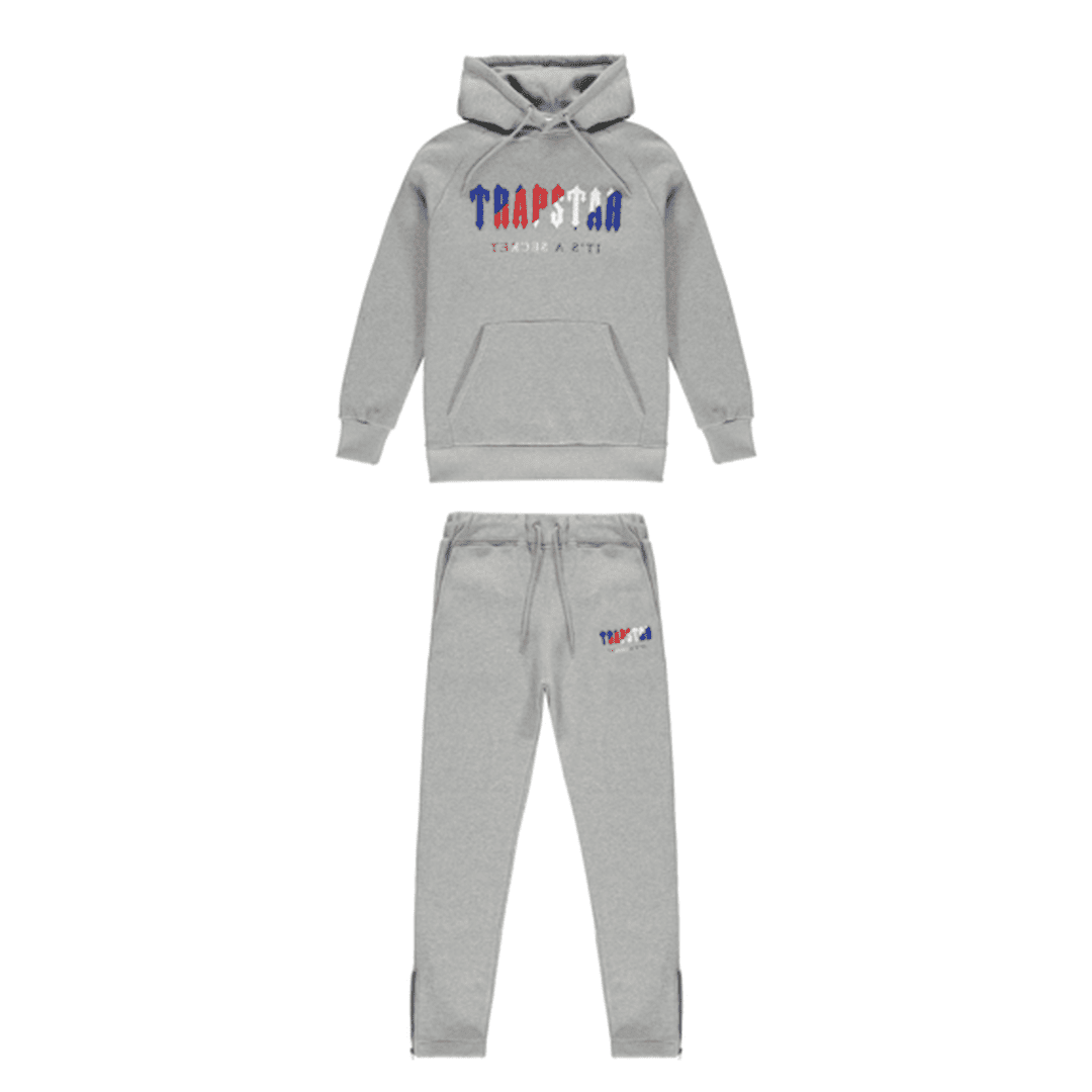 TRAPSTAR CHENILLE DECODED HOODED TRACKSUIT - GREY REVOLUTION EDITION | Plugstationuk