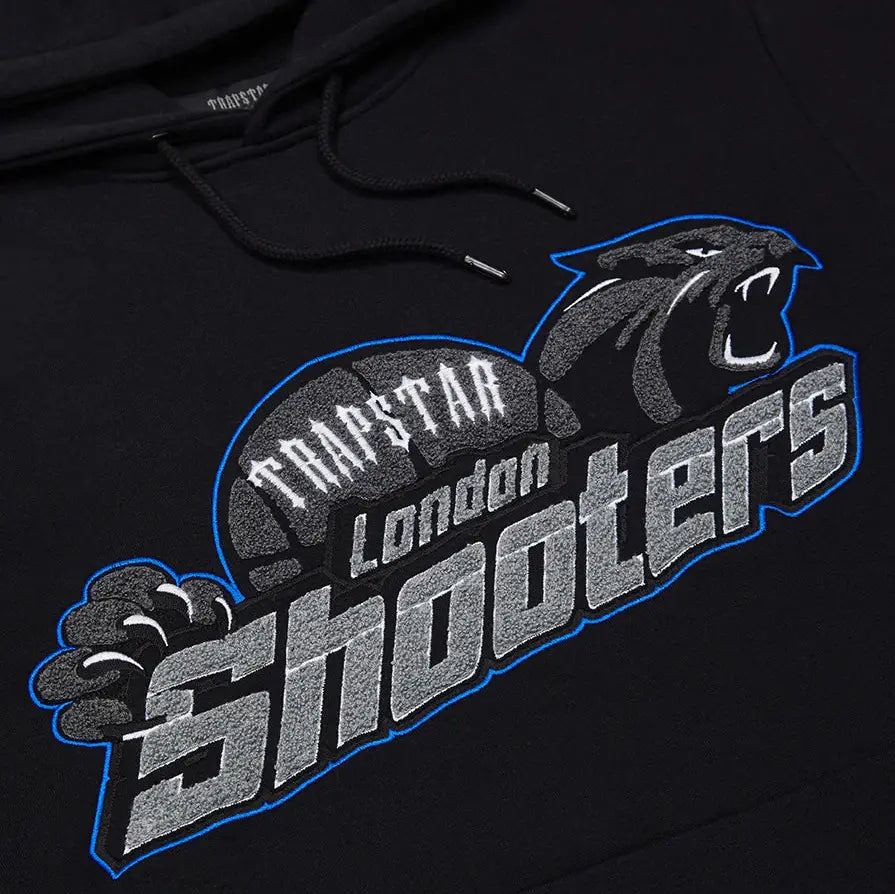 TRAPSTAR LONDON SHOOTERS HOODED TRACKSUIT BLACK/BLUE | Plugstationuk