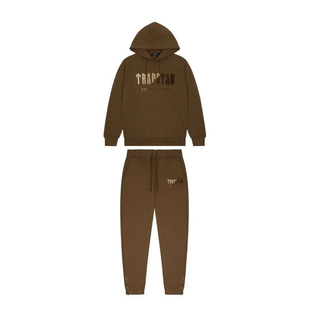 Trapstar Chenille Decoded Hooded Earth Edition Tracksuit / Brown | Plugstationuk