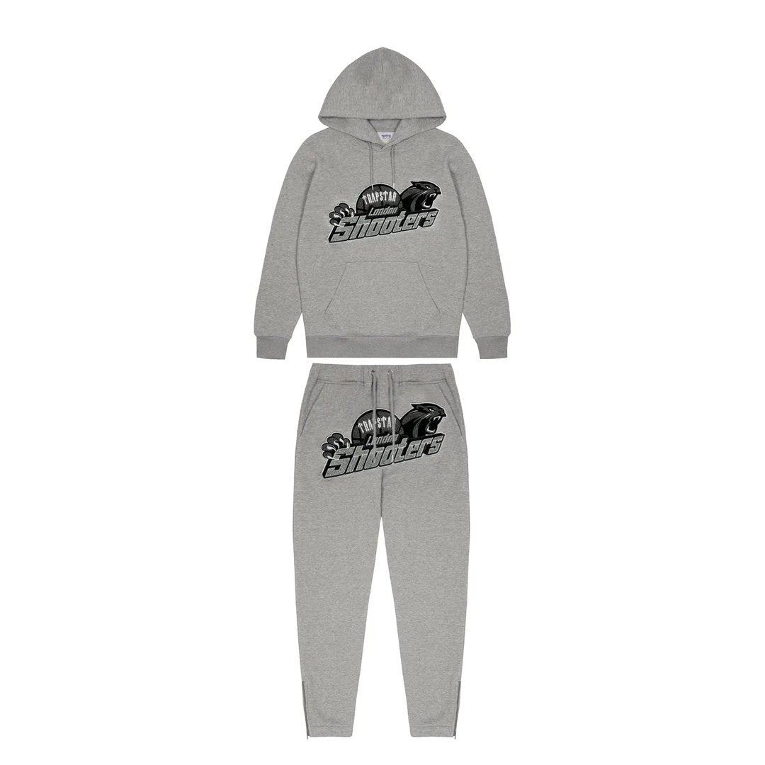 Trapstar Shooters Hooded Tracksuit - Grey Monochrome Edition | Plugstationuk