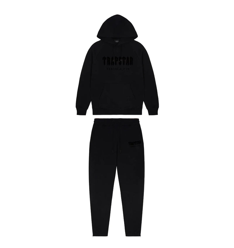 Trapstar Chenille Decoded Hooded Tracksuit - Blackout Edition