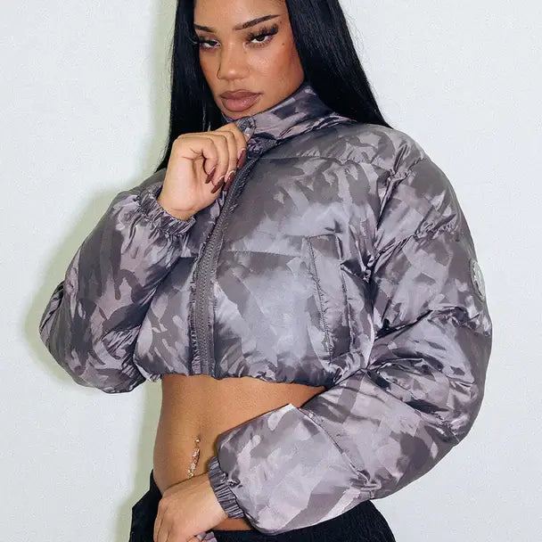 Womens Trapstar T Jacquard Puffer Jacket - GREY | Plugstationuk