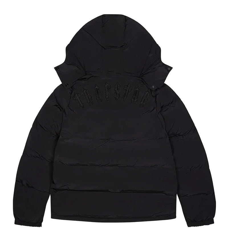 TRAPSTAR IRONGATE DETACHABLE HOODED PUFFER JACKET - 2023 BLACKOUT EDITION